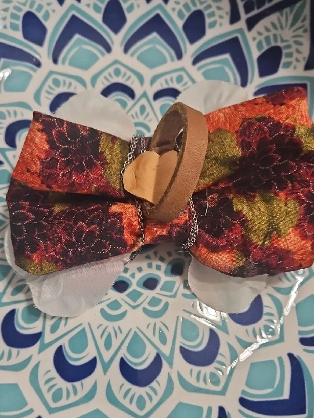Hand Crafted Floral Bow Chain Charm Pet Collar Accent NEW Or FREE with Any Purch